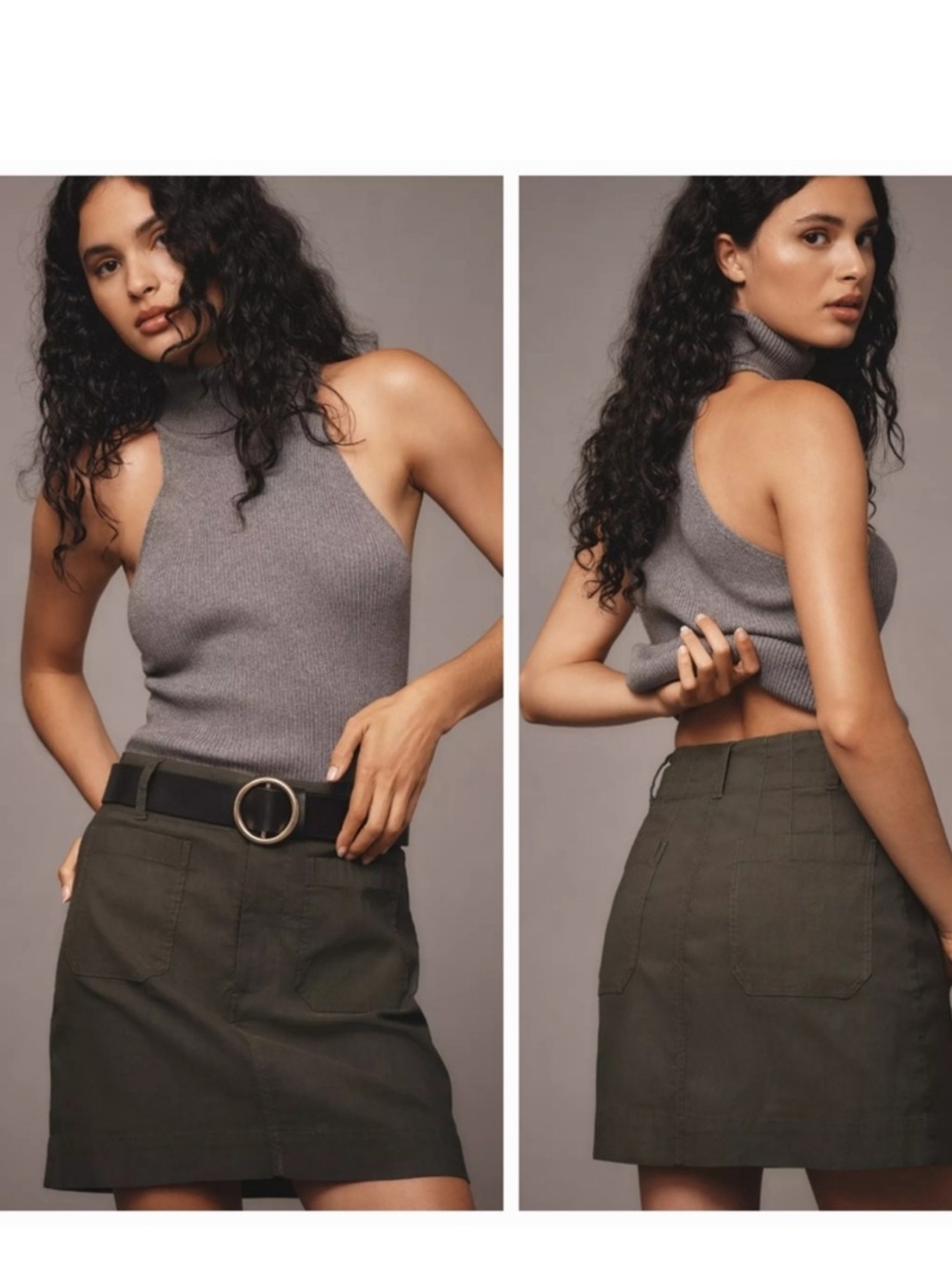 Anthropologie Colette Skirt Maeve Mini Edition Olive Green Utility Casual. 22 - Picture 5 of 8